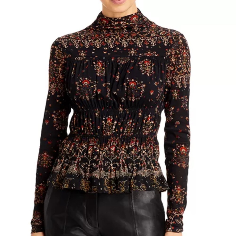 Rebecca Taylor GF Mesh Shell Turtleneck Top